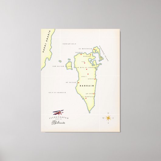 Illustratieve kaart van Bahrein Canvas Afdruk (Voorkant)