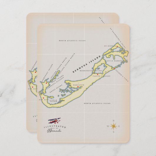 Illustratieve kaart van Bermuda (Voorkant / Achterkant)