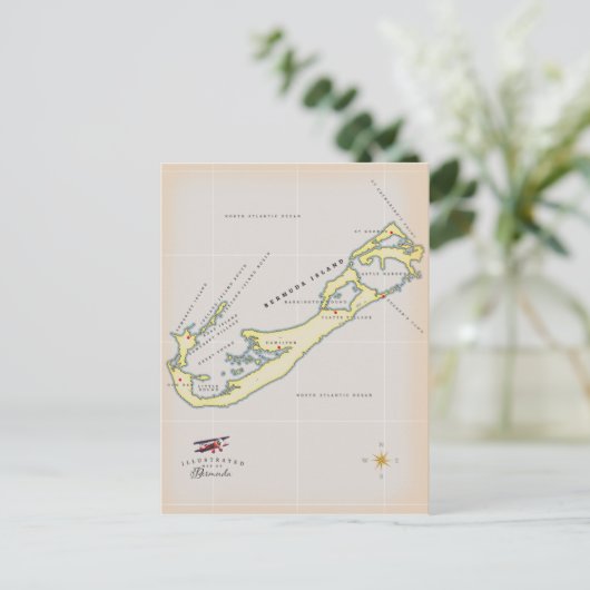 Illustratieve kaart van Bermuda (Staand voorkant)