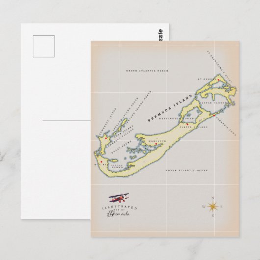 Illustratieve kaart van Bermuda (Voorkant / Achterkant)
