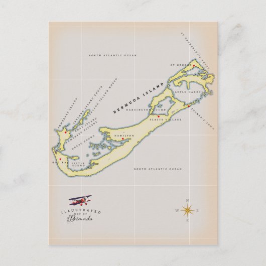 Illustratieve kaart van Bermuda (Voorkant)