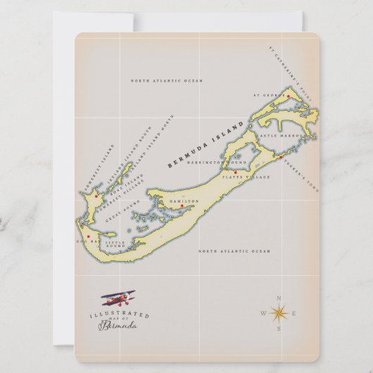 Illustratieve kaart van Bermuda (Achterkant)