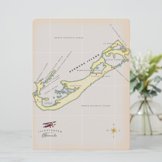 Illustratieve kaart van Bermuda (Staand voorkant)