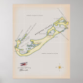 Illustratieve kaart van Bermuda Poster (Voorkant)