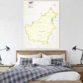 Illustratieve kaart van Borneo Canvas Afdruk (Insitu (Slaapkamer))