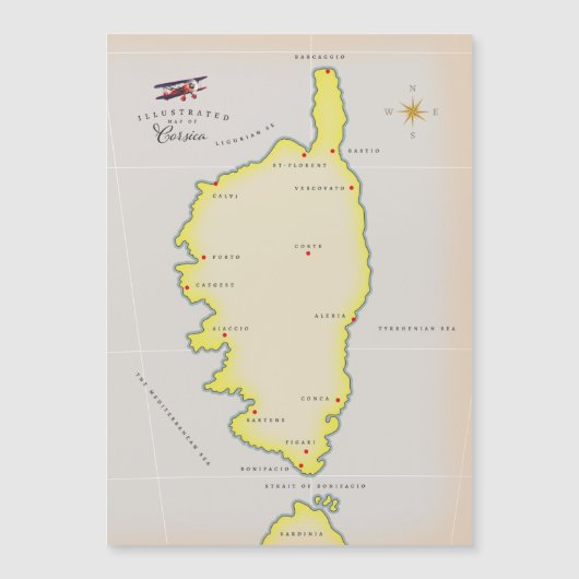 Illustratieve kaart van Corsica (Voorkant)