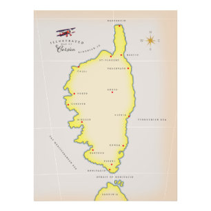 Illustratieve kaart van Corsica Foto Afdruk