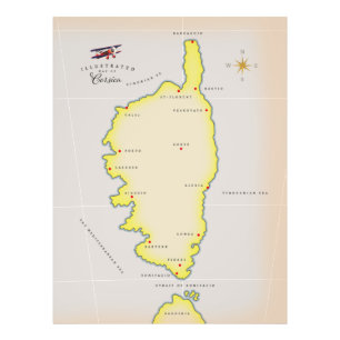 Illustratieve kaart van Corsica Foto Afdruk
