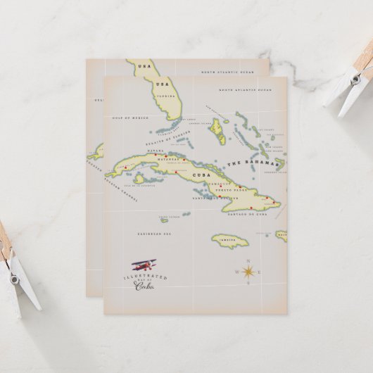 Illustratieve kaart van Cuba (Voorkant / Achterkant in situ)