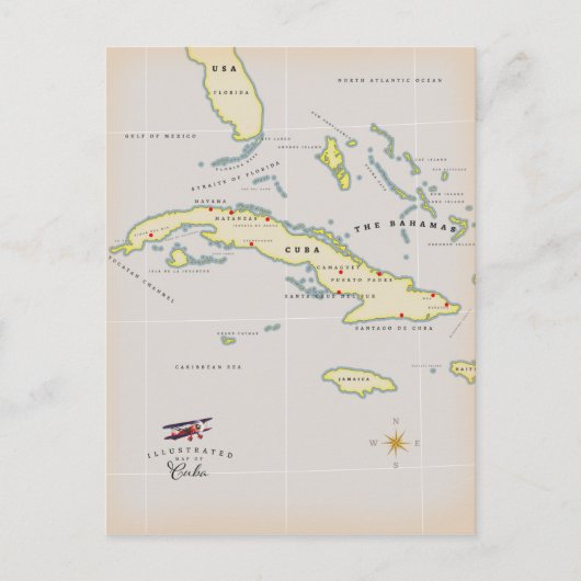 Illustratieve kaart van Cuba (Voorkant)