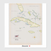 Illustratieve kaart van Cuba Sticker (Vel)