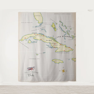 Illustratieve kaart van Cuba Wandkleed