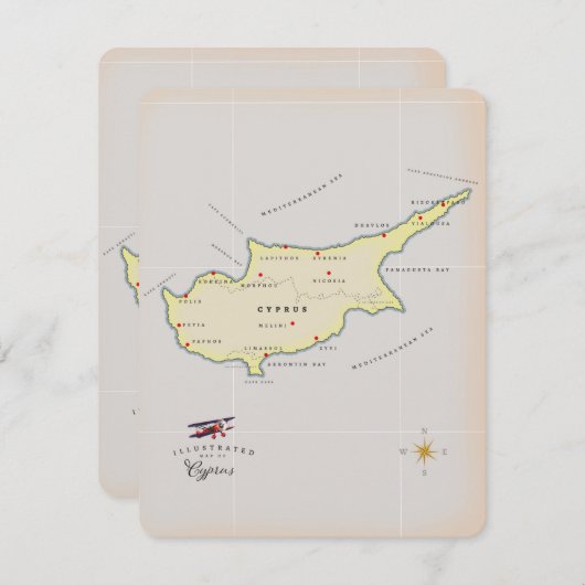 Illustratieve kaart van Cyprus. (Voorkant / Achterkant)