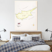 Illustratieve kaart van Cyprus. Canvas Afdruk (Insitu (Slaapkamer))