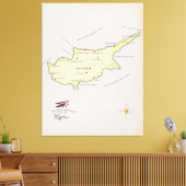 Illustratieve kaart van Cyprus. Canvas Afdruk (Insitu (Woonkamer))