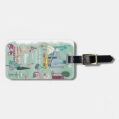 Illustratieve kaart van de reisstad | BAGAGELABEL (Voorkant horizontaal)