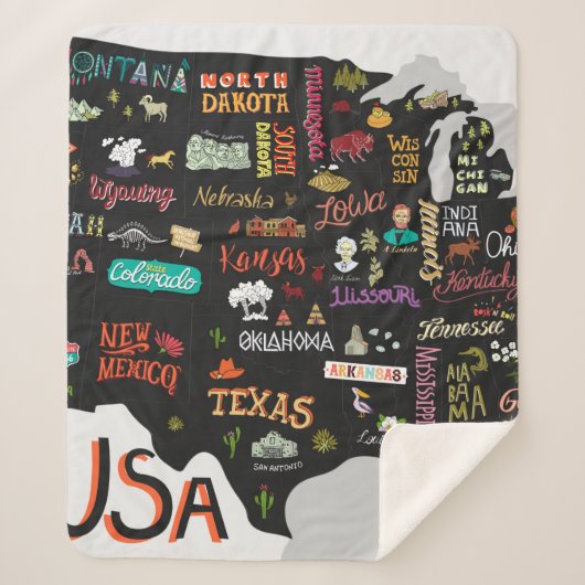 Illustratieve kaart van de Verenigde Staten. Poste Sherpa Deken (Voorkant)