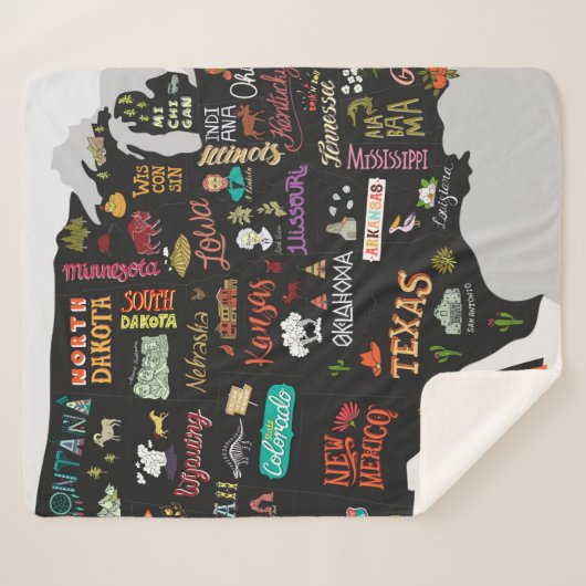 Illustratieve kaart van de Verenigde Staten. Poste Sherpa Deken (Voorkant (horizontaal))