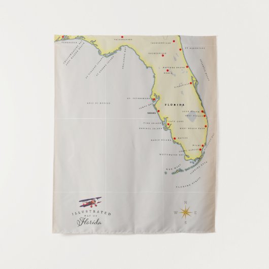 Illustratieve kaart van Florida Wandkleed (Voorkant)