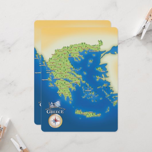 Illustratieve kaart van Griekenland. (Voorkant / Achterkant in situ)