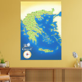 Illustratieve kaart van Griekenland. Canvas Afdruk (Insitu (Woonkamer))