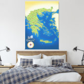 Illustratieve kaart van Griekenland. Canvas Afdruk (Insitu (Slaapkamer))