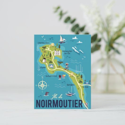 Illustratieve kaart van het eiland Noirmoutier (Staand voorkant)