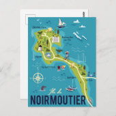 Illustratieve kaart van het eiland Noirmoutier (Voorkant / Achterkant)