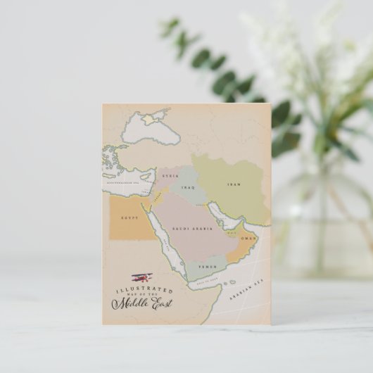 Illustratieve kaart van het Midden-Oosten. (Staand voorkant)
