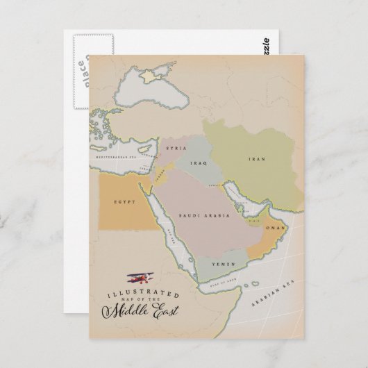 Illustratieve kaart van het Midden-Oosten. (Voorkant / Achterkant)