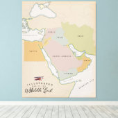 Illustratieve kaart van het Midden-Oosten. Canvas Afdruk (Insitu (Houten vloer))