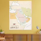 Illustratieve kaart van het Midden-Oosten. Canvas Afdruk (Insitu (Woonkamer))