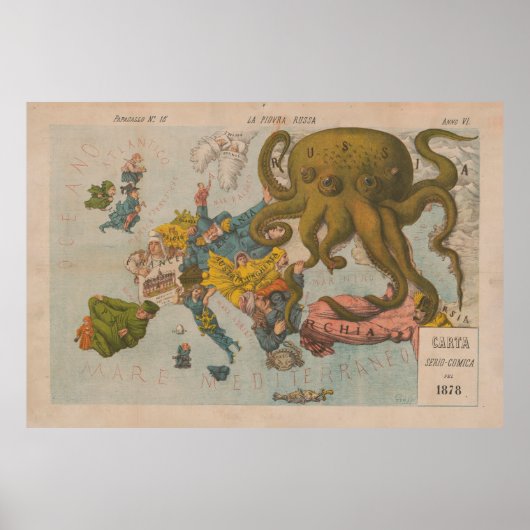 Illustratieve kaart van het oude Europa (1878) Poster (Voorkant)