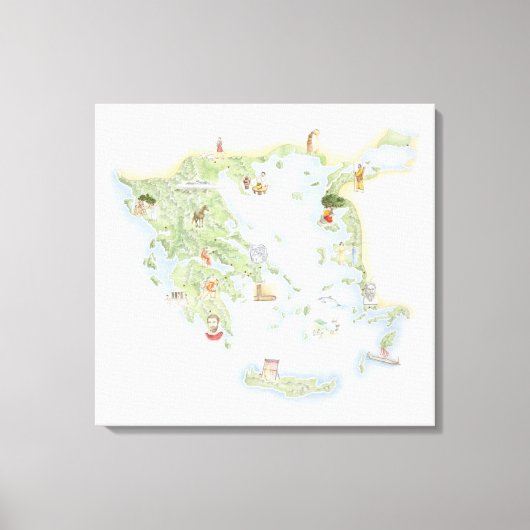 Illustratieve kaart van het oude Griekenland Canvas Afdruk (Voorkant)