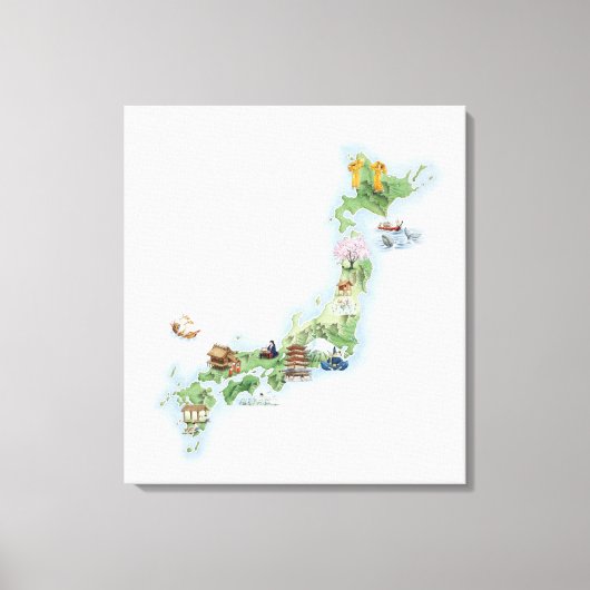 Illustratieve kaart van het oude Japan Canvas Afdruk (Voorkant)