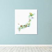 Illustratieve kaart van het oude Japan Canvas Afdruk (Insitu (Houten vloer))