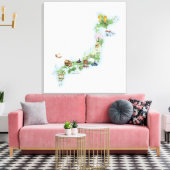 Illustratieve kaart van het oude Japan Canvas Afdruk (Insitu (Woonkamer))