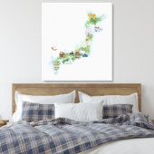 Illustratieve kaart van het oude Japan Canvas Afdruk (Insitu (Slaapkamer))