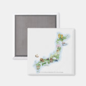 Illustratieve kaart van het oude Japan Magneet (Voorkant / Achterkant)