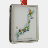 Illustratieve kaart van het oude Japan Metalen Ornament (Rechts)