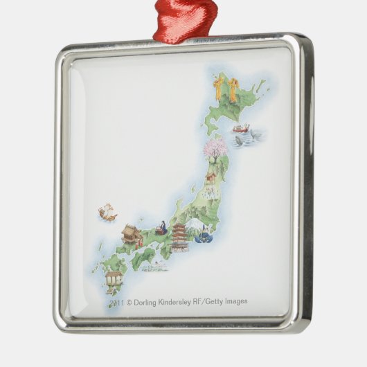 Illustratieve kaart van het oude Japan Metalen Ornament (Links)