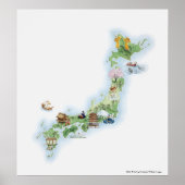 Illustratieve kaart van het oude Japan Poster (Voorkant)