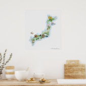 Illustratieve kaart van het oude Japan Poster (Keuken)