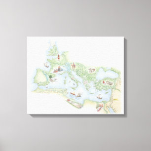 Illustratieve kaart van het Romeinse Rijk Canvas Afdruk