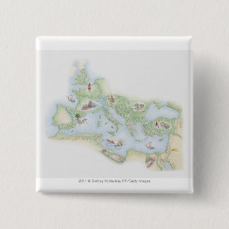 Illustratieve kaart van het Romeinse Rijk Vierkante Button 5,1 Cm
