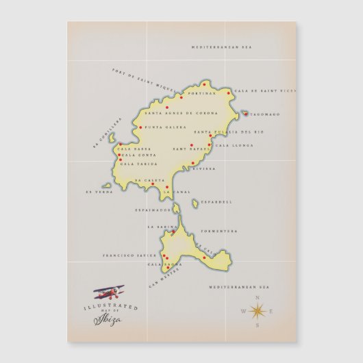 Illustratieve kaart van Ibiza (Voorkant)