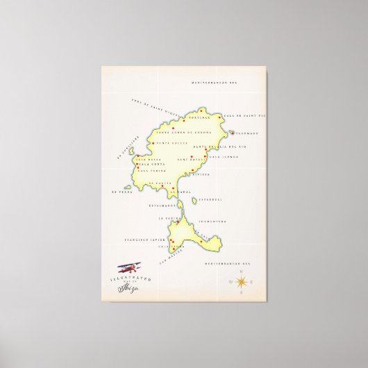 Illustratieve kaart van Ibiza Canvas Afdruk (Voorkant)