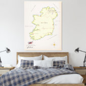 Illustratieve kaart van Ierland Canvas Afdruk (Insitu (Slaapkamer))