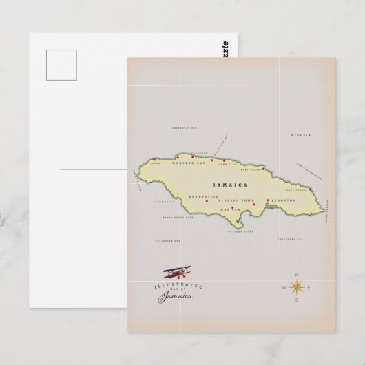 Illustratieve kaart van Jamaica. (Voorkant / Achterkant)