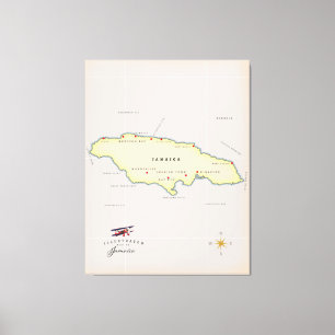 Illustratieve kaart van Jamaica. Canvas Afdruk